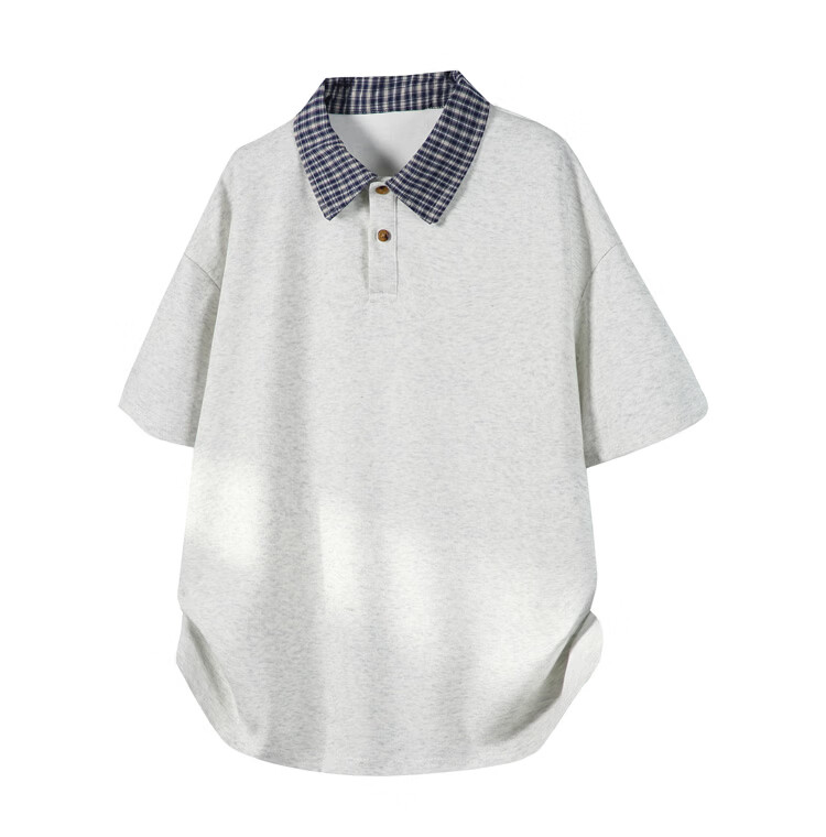 Dingfengbaoluo Men's Summer Polo Shirt Fake Two-Piece Plaid Shoulder Splicing Casual Short Sleeve NUO40 Black 2XL 8