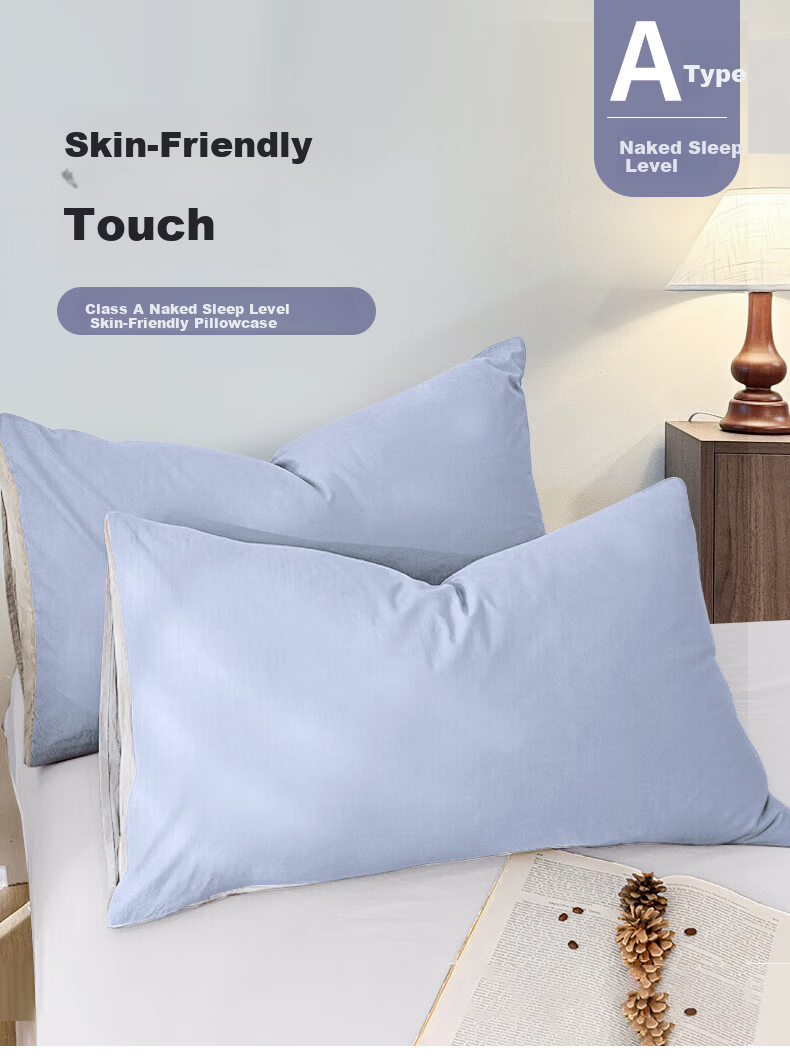 CROWN Pillowcase 48x74cm Pair Cotton Pillow Cover Unisex Oil and Sweat Resistant Pillowcase Single Pillow Core Cover 1