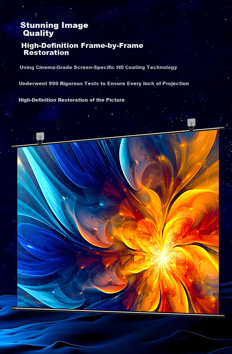 Ganyi Ultra-Clear Portable Stand Projection Screen White Light BWG84 84-inch 16:9 Compatible with All Lumen Projectors for Outdoor Camping Travel Parties 4