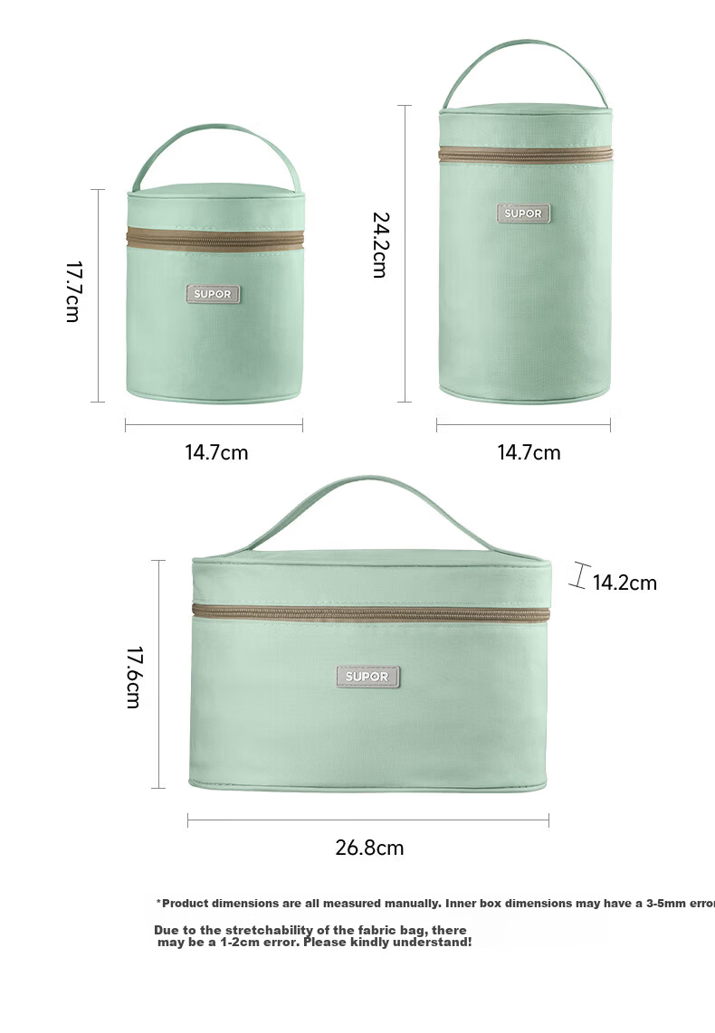 SUPOR 316L Stainless Steel Lunch Box Pot Two-Piece Set with Basil Green Lunch Bag for Students and Office Workers Outdoor Bento Box 22