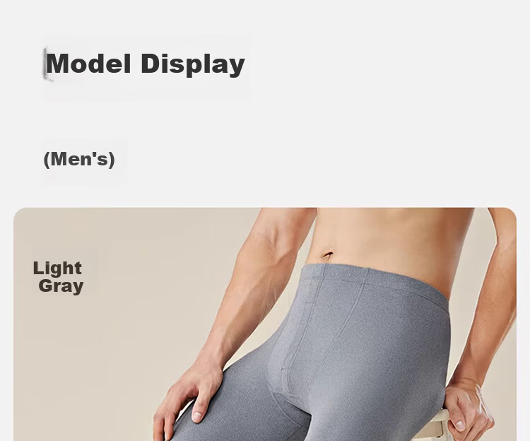 LangSha Men's Thermal Underwear Wool Silk Adjustable AB Side Comfortable Breathable Antibacterial Heating Thin Base Layer Pants Winter 26