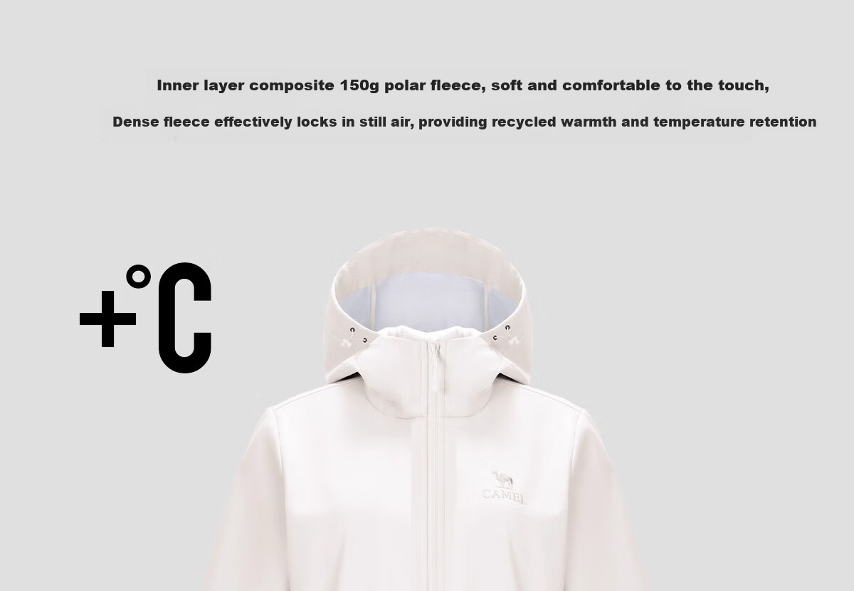 Camel Women's Softshell Jacket Windproof Waterproof Fleece Lined Warm Anti-Static Hooded Jacket for Men 9