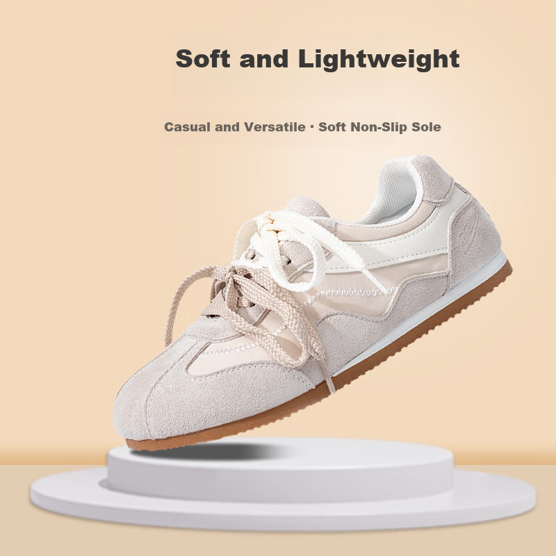 Warrior Spring New Retro Versatile Dexun Casual Soft Sole Shoes Women M062Z Gray/Beige Size 35