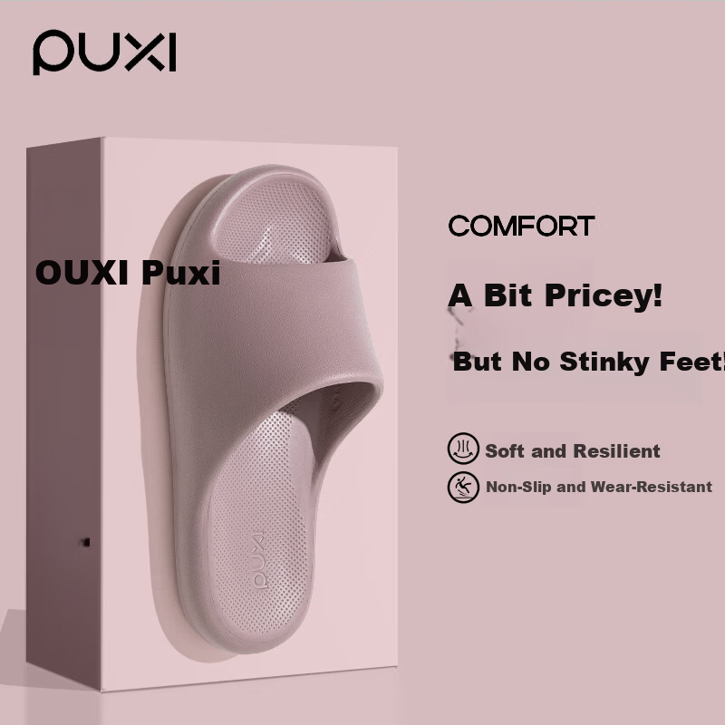 Puxi Simple Unisex Summer Slippers DL Supermarket Non-slip Soft Elastic Couple Flip Flops Roland Purple Size 39-40