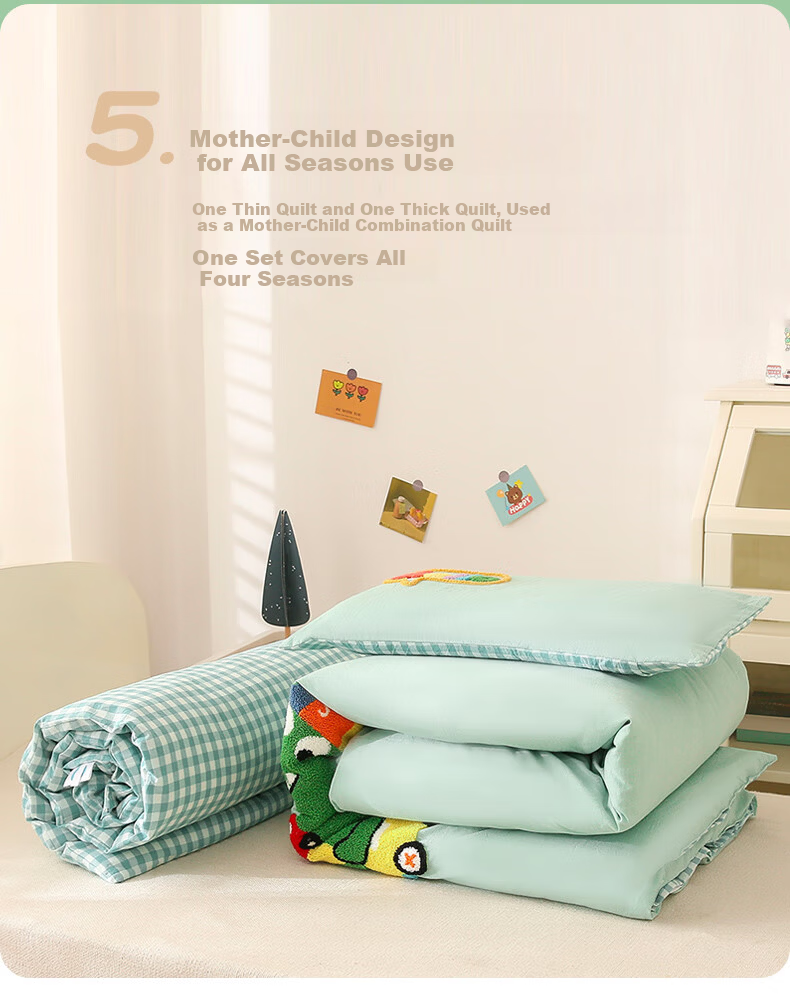 JaCe Kindergarten Quilt Washed Cotton Children's Four Seasons Student Quilt Set Three-Piece Carrot Little Rabbit 10