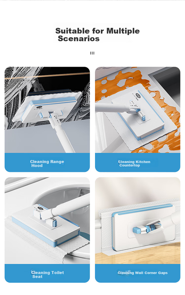 Meiliya Facial Towel Mop 16cm Extended Handle Flat Automatic Cloth Clamp Mini Household Mop One Drag Clean Hands-Free 6