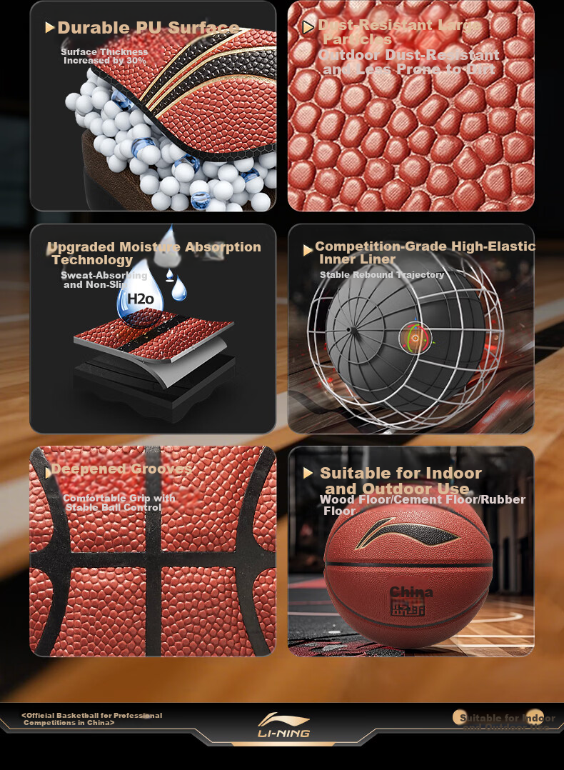 Li-Ning Basketball Adult Size 7 Junior High and Primary School Student Youth Exam Special Indoor Outdoor Non-Slip Training Size 7 Basketball 4