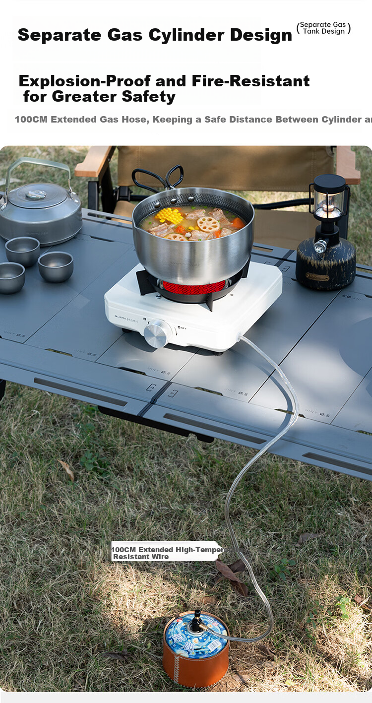 BUERK New Stable Pressure Cassette Stove Portable Outdoor Split Gas Tea Cooking Stove Camping Equipment Black 9kW 14