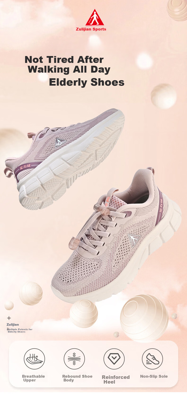 Zulijian Elderly Women's Shoes Lightweight Breathable Comfortable Walking Shoes Outdoor Sports Casual Shoes 9063 Black 38 1