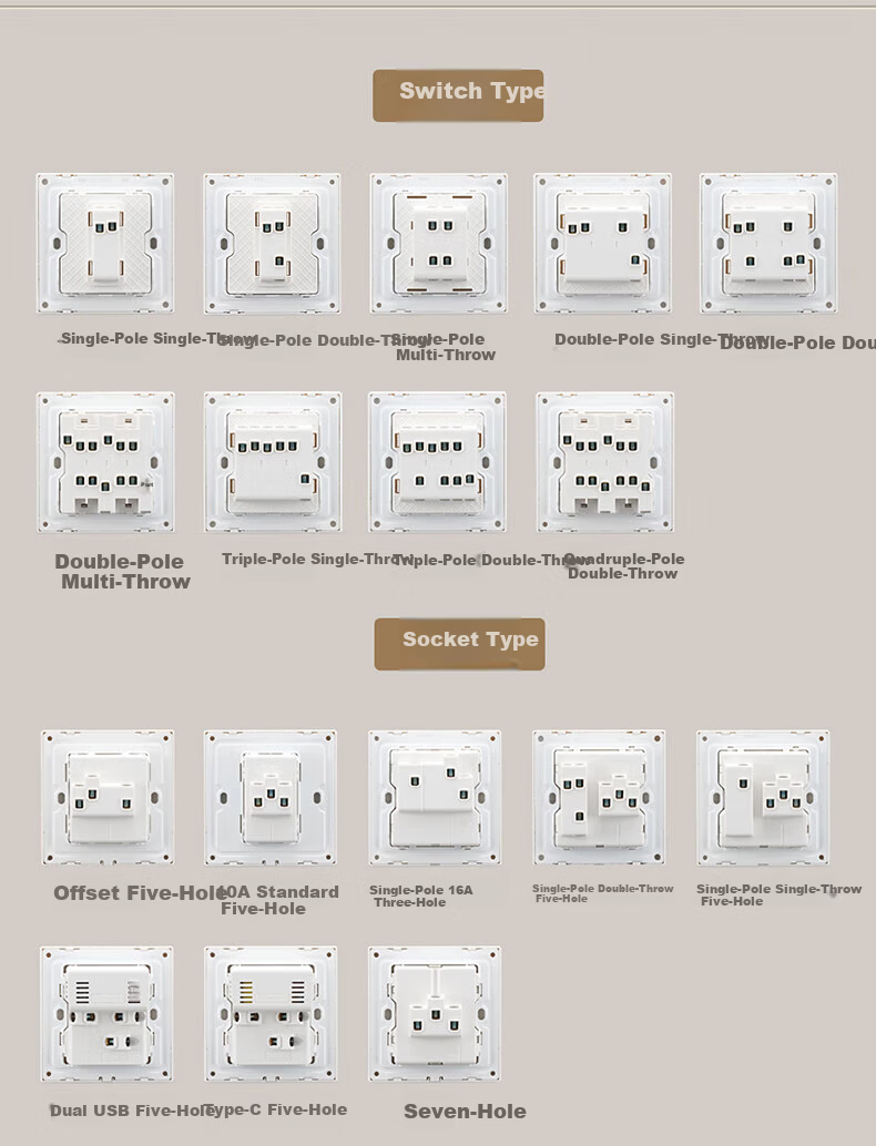 DELIXI Switch Socket CD295 Ultra-thin Matte Frosted Large Panel 86 Type Concealed Silver Osmanthus Yellow Angled Five-hole 10 Pack 31