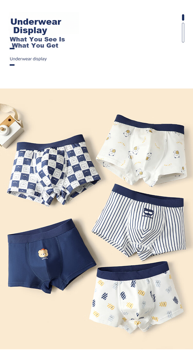 YUZHAOLIN Boys' 100% Cotton Boxer Briefs Children's Underwear Toddler Kids Soft Breathable Shorts 16