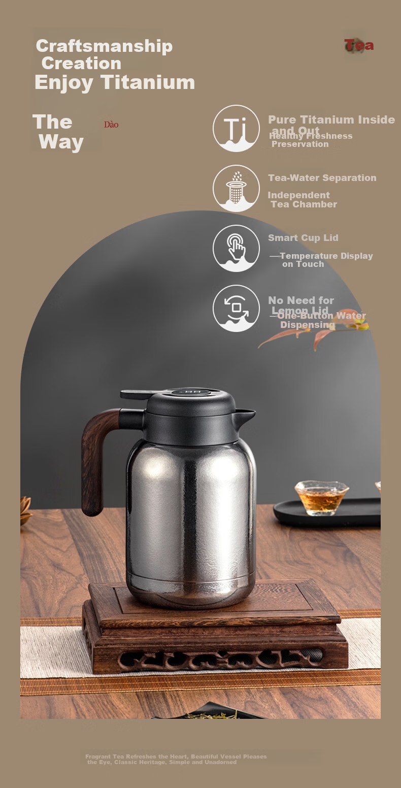 IMOGY Pure Titanium Insulated Teapot, Tea Steeping Pot, National Day Gift, Tea-Water Separation Steeping Pot, Warm Pot for Home Use, Hot Water Kettle 3