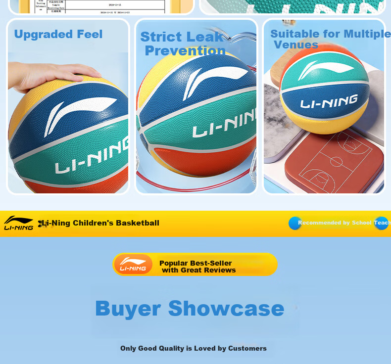 Li-Ning Basketball Kids 3-6-12 Years Old Size 5 Primary School Kindergarten Youth Indoor Outdoor Non-Slip Basketball 5