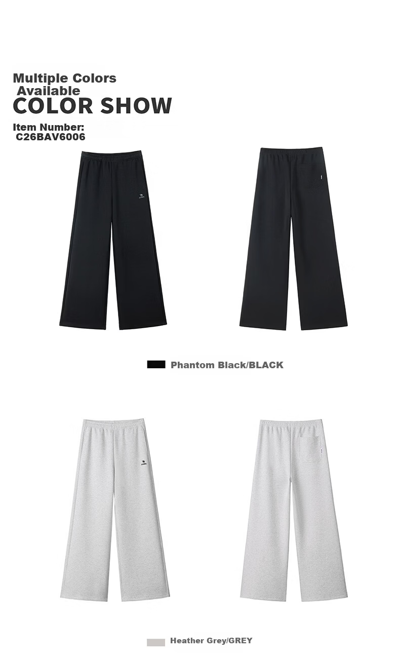 CAMEL Women's Roaming Sports Cotton-Feel Loose Wide-Leg Casual Pants C26BAVL6006 Light Heather Gray XL 11
