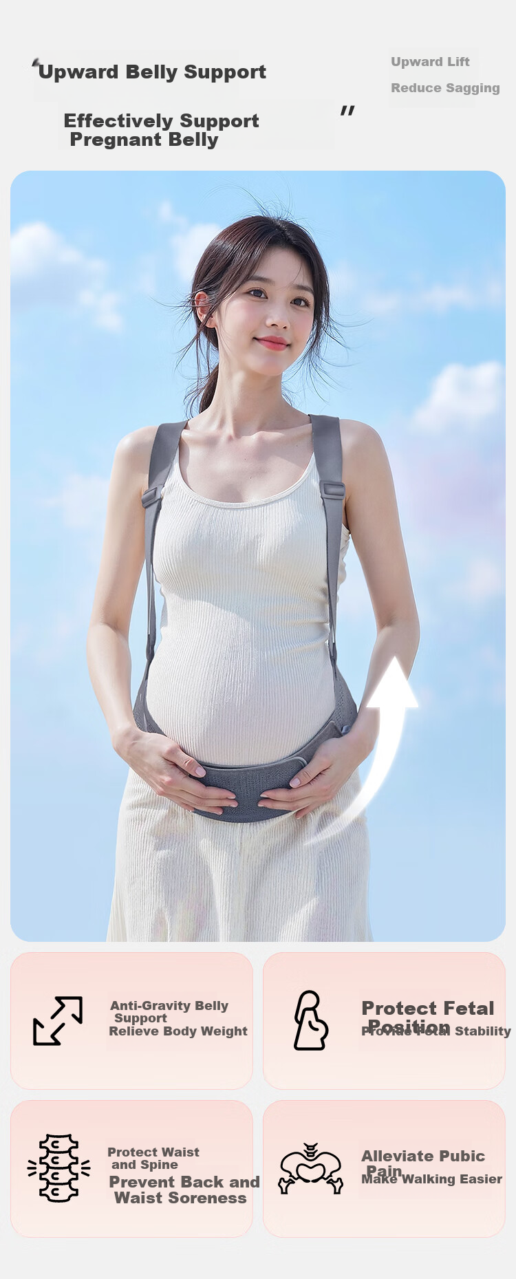 JD Jingzao Maternity Support Belt for Pregnant Women, Mid to Late Pregnancy, Anti-Displacement, Waist Support, Lightweight, Breathable, Adjustable, Gray L 4
