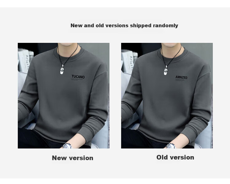 TUCANO Sweatshirt for Men, Spring And Autumn Round Neck Long Sleeve T-Shirt, Base Layer, Loose Casual Clothing, Jacket for Men's Wear, Black, 2XL 14
