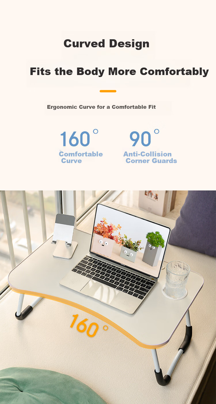 NVV Large Adjustable Folding Laptop Desk Bed Table Computer Stand Dorm Lazy Study Reading Window Small Table Board Dining Table NP-18Pro White 1