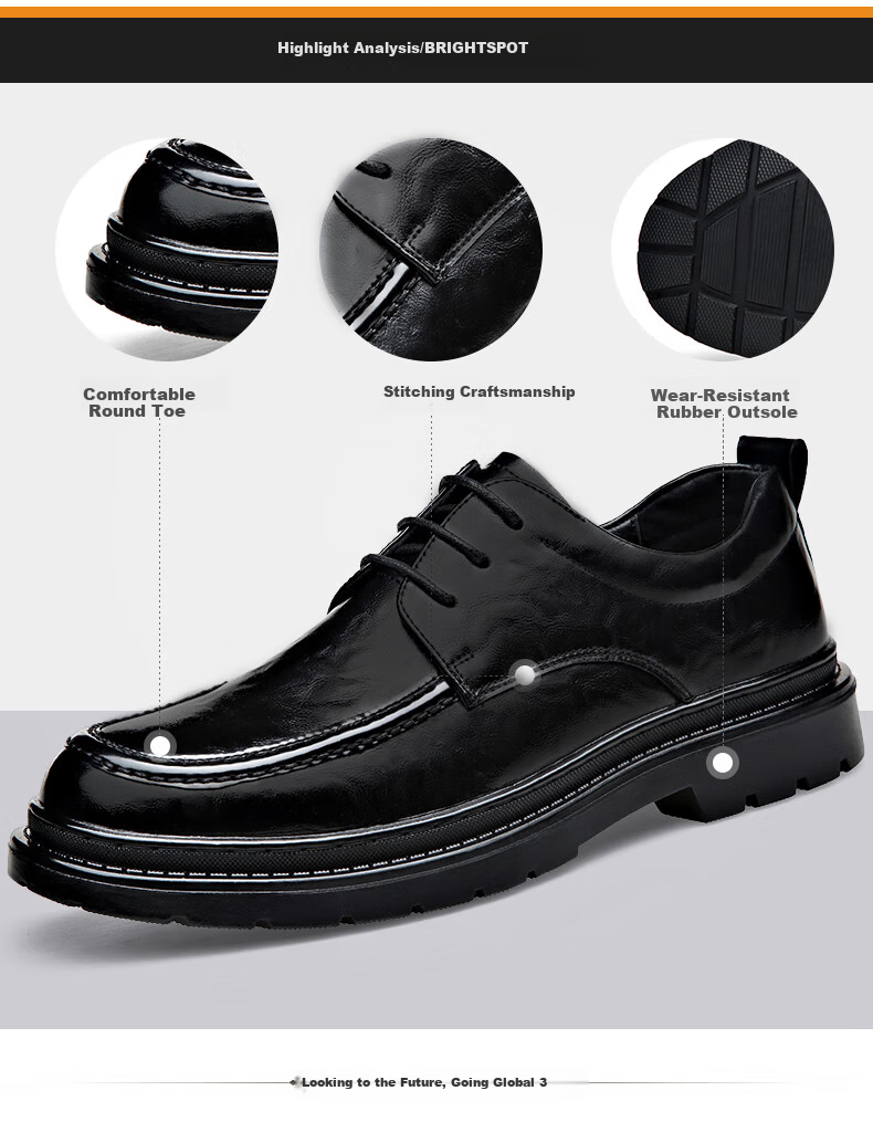 MULINSEN Men's Business Formal Leather Shoes Thick Sole Youth Lace-up Casual Shoes R22033 9