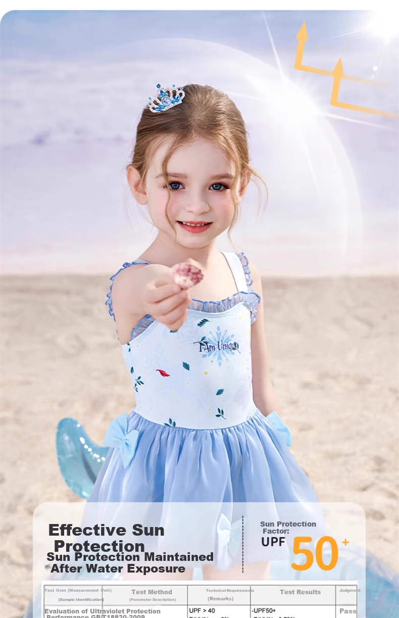Disney Kids Girls One-Piece Swimsuit for Ages 6-12, Baby Girl Swimwear D35042 Cloud Blue Size 130 3
