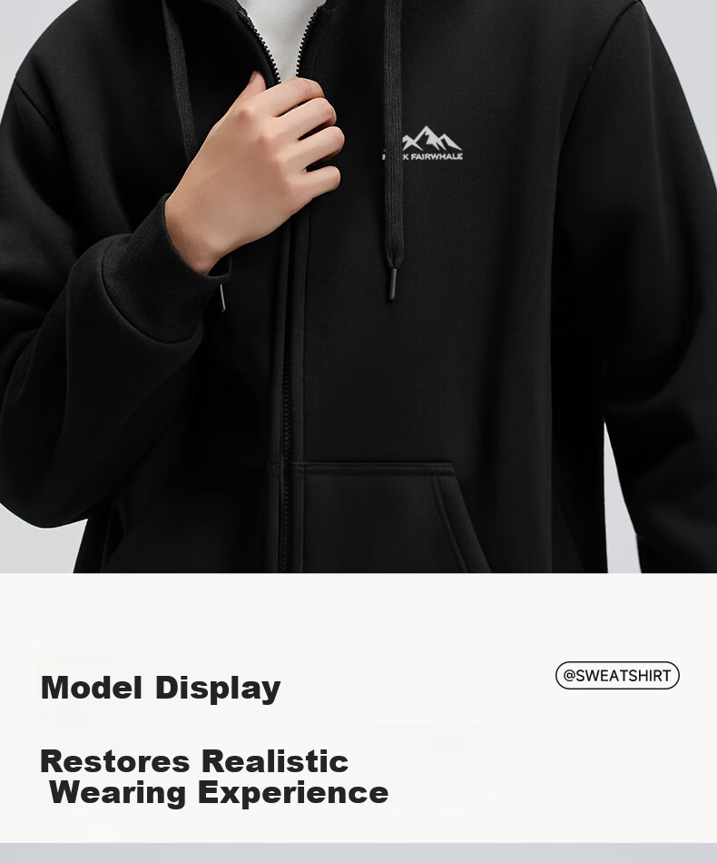 MARK FAIRWHALE Heavy Fleece Lined Men's Hoodie Autumn Winter New Casual Loose Fit Zip-up Hooded Jacket Heather Gray L 14