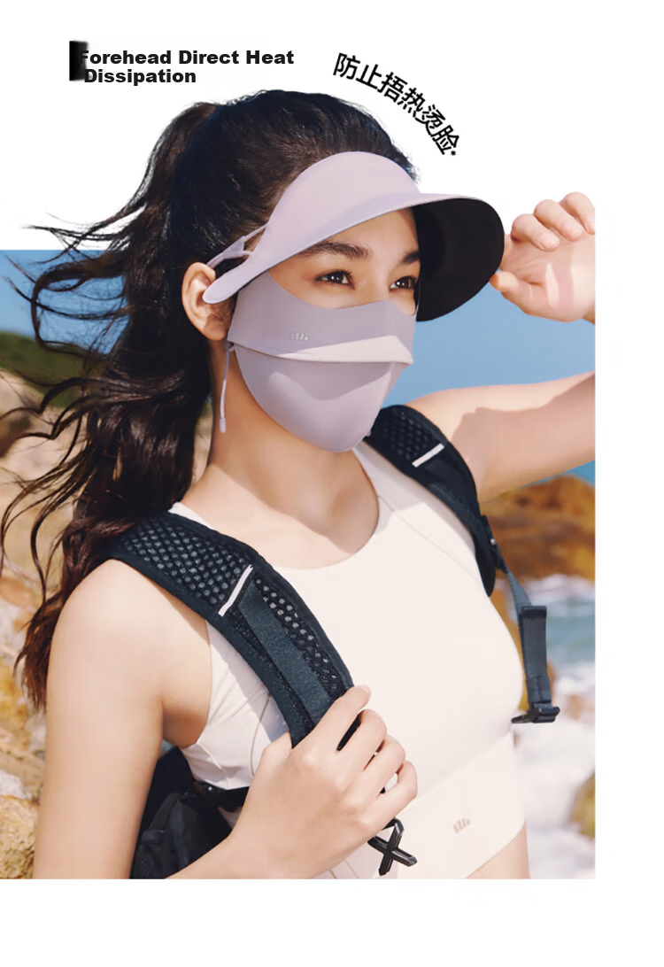 Beneunder Anti-UV Full Face Sun Protection Bikini with Brim for Women, Sun Shield Mask, Deep Floral Gray 23