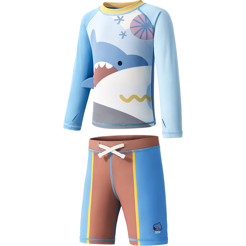 Kocotree KK Tree Kids Swimsuit Original Yarn UV Protection Cartoon Long Sleeve Swimwear Reinforced Back Anti-Sunburn