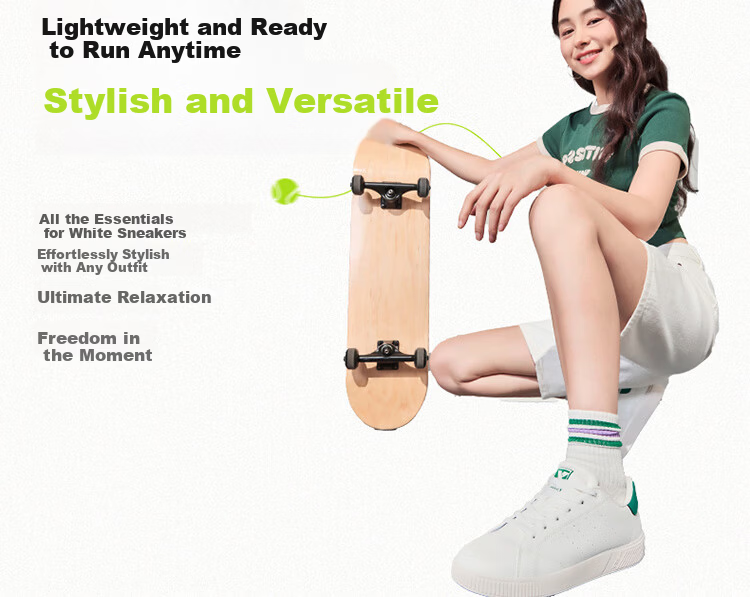 Xtep Couple's Men's and Women's Sports Sneakers Casual White Shoes Spring Summer Breathable Non-slip Wear-resistant Casual Shoes 7
