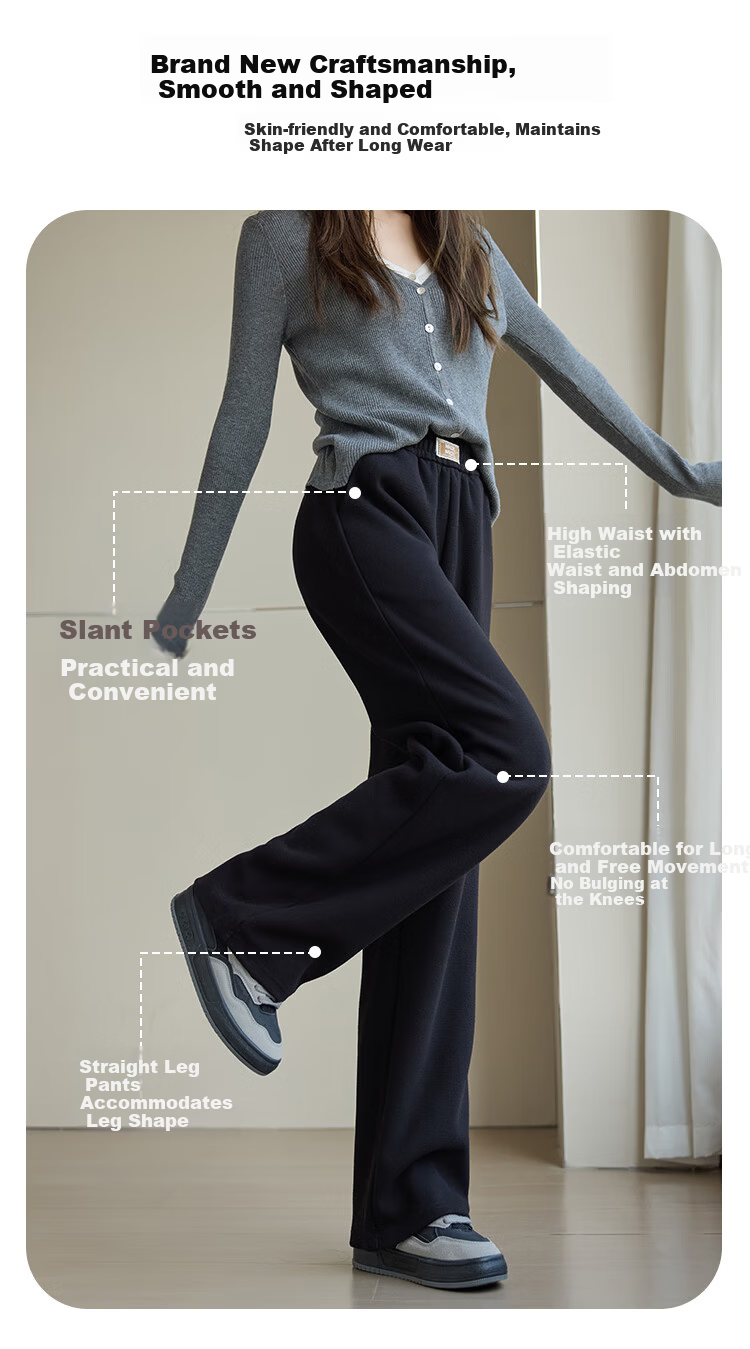Free Style Wide-Leg Pants for Women Spring 2025 New High-Waist Slim Fit Narrow Casual Trousers 2