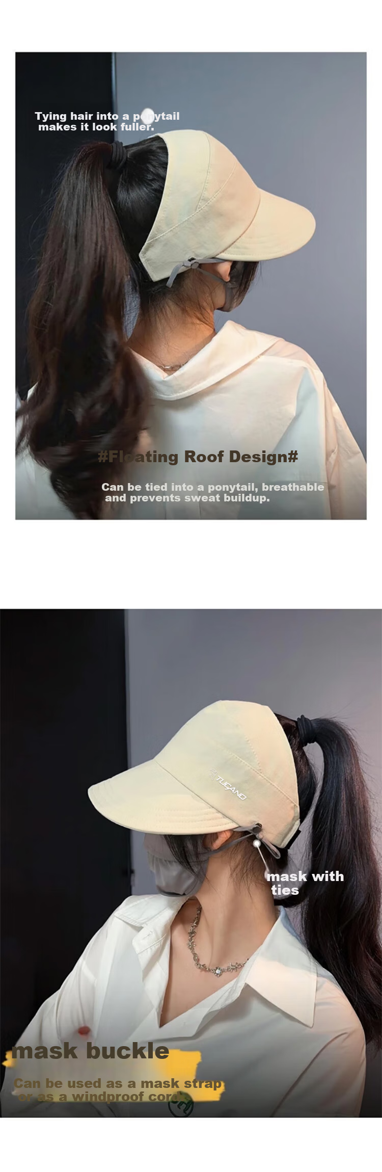 TUCANO Women's Summer Sun Protection Bucket Hat Open Top 2025 New Face-Slimming UV Protection Cap 5