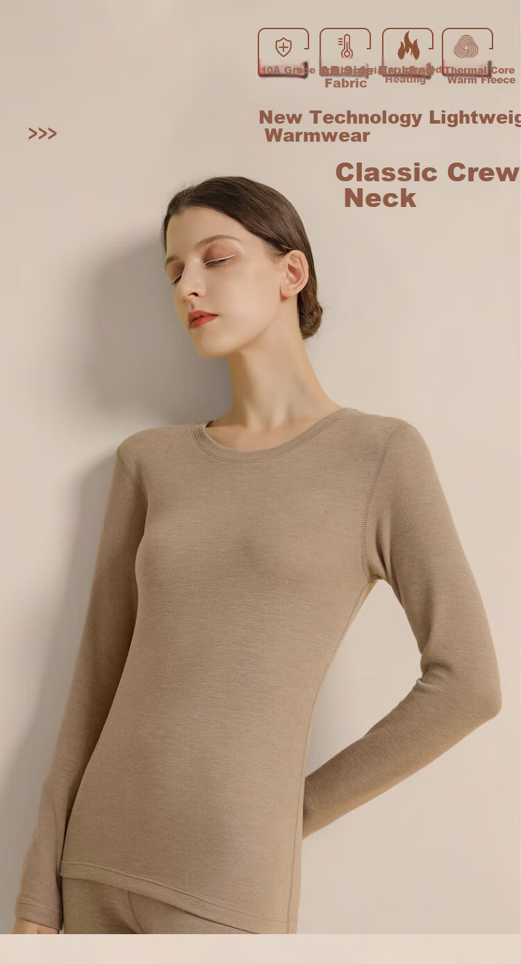 LangSha Women's Autumn Thermal Base Layer 10A Antibacterial Mite-Resistant Double-Sided Fleece Warm Top Thermal Underwear 1