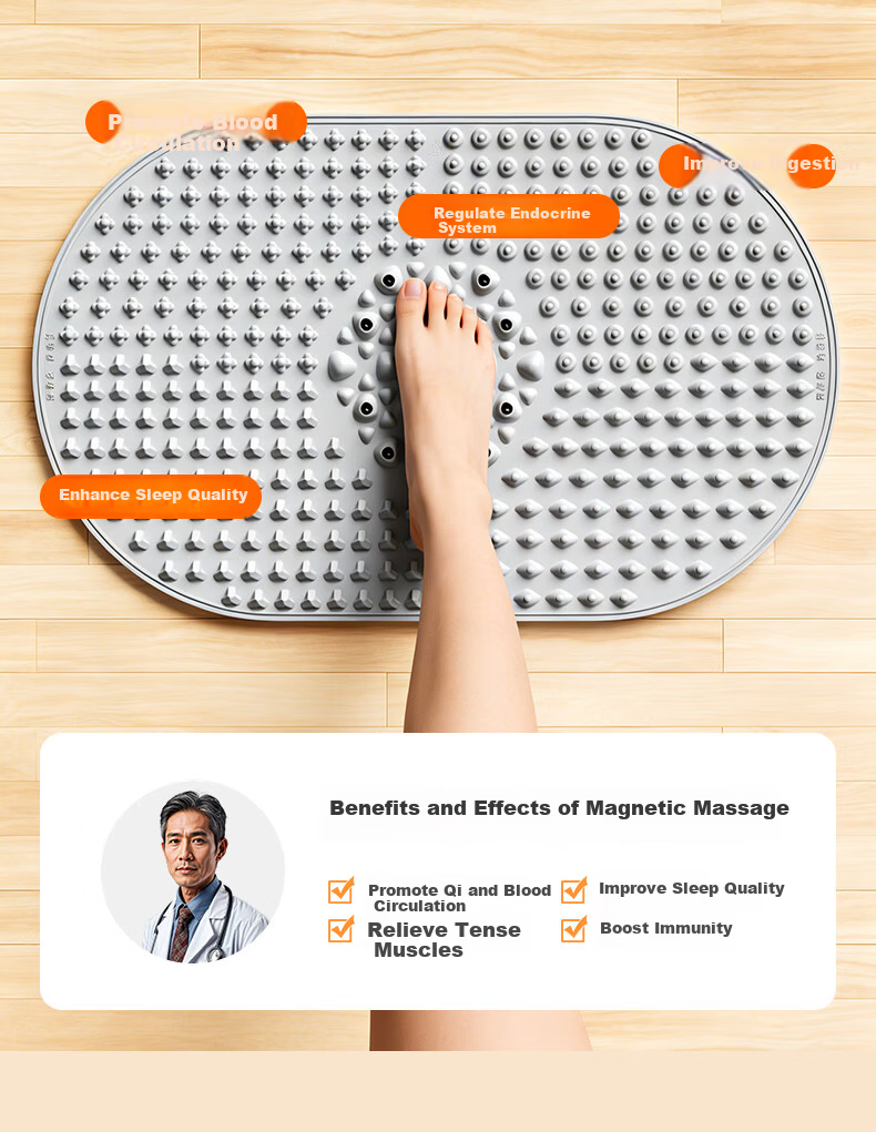 PEAK Five-Zone Soft Rubber Acupressure Foot Massage Mat Slow Running Foot Sole Acupoint Silicone Circulation Pad 12