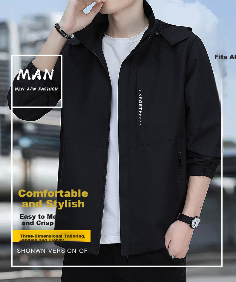JEEP SPIRIT Men's Casual Light Business Jacket Autumn Versatile Men's Outerwear 9907 Dark Gray 5XL 1