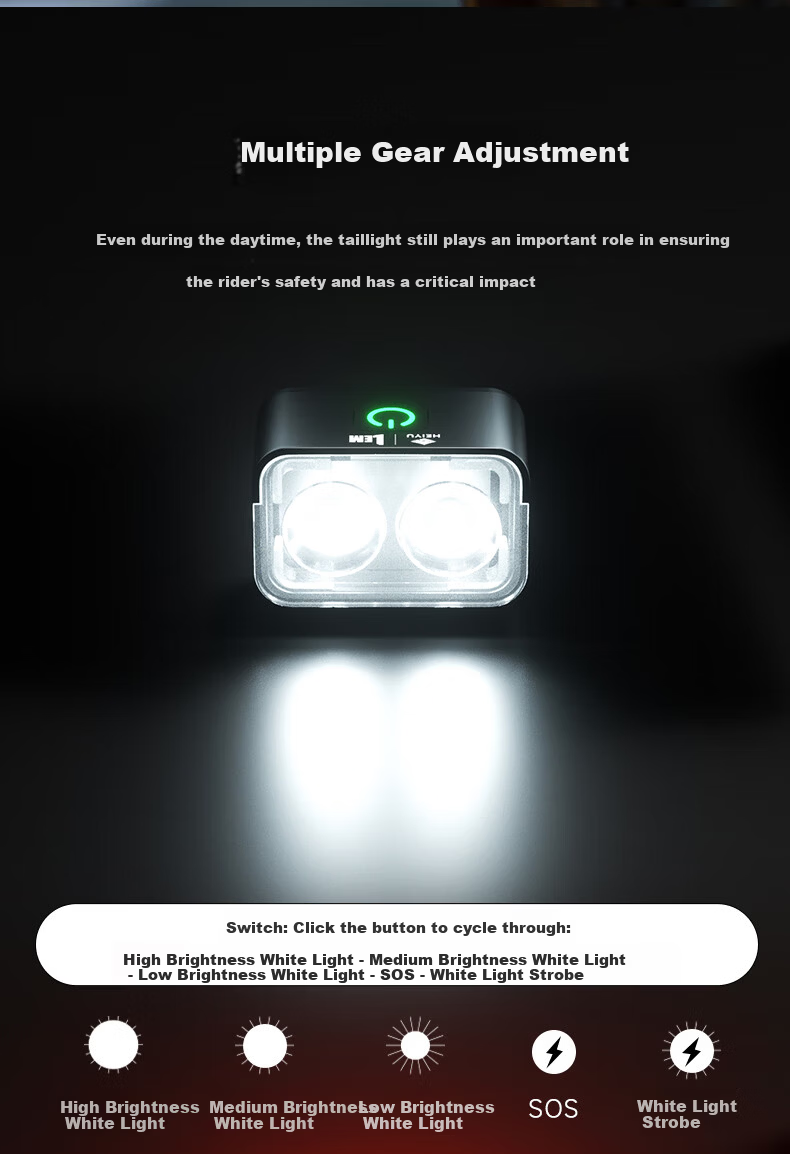 LEM Bicycle Front Light High Brightness Night Riding Tail Light Mountain Road Bike Flashlight Waterproof Cycling Gear for Kids 8