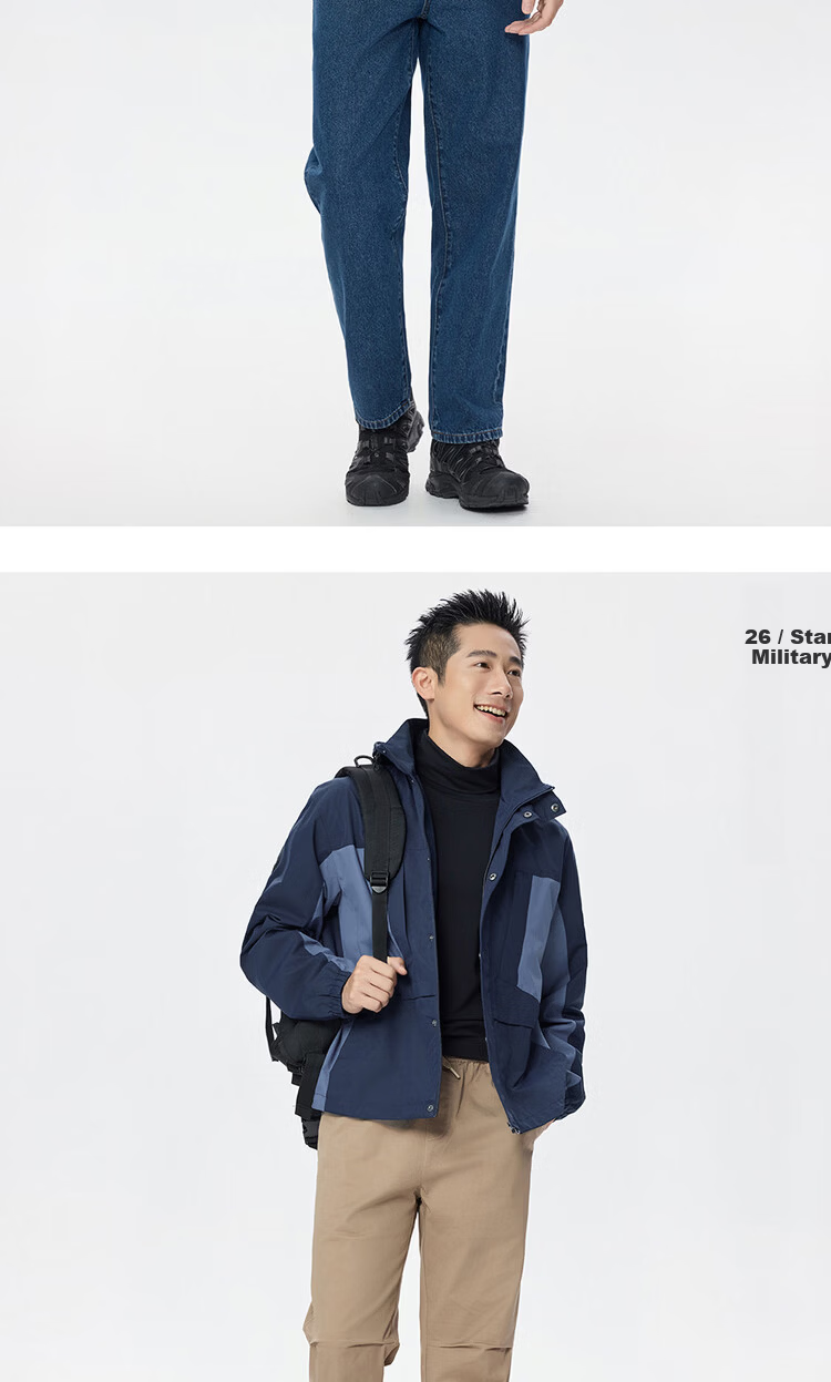 Giordano Men's Spring Windproof Jacket New Water-Repellent Color-Block Multi-Pocket Loose Hooded Coat 01075082 16