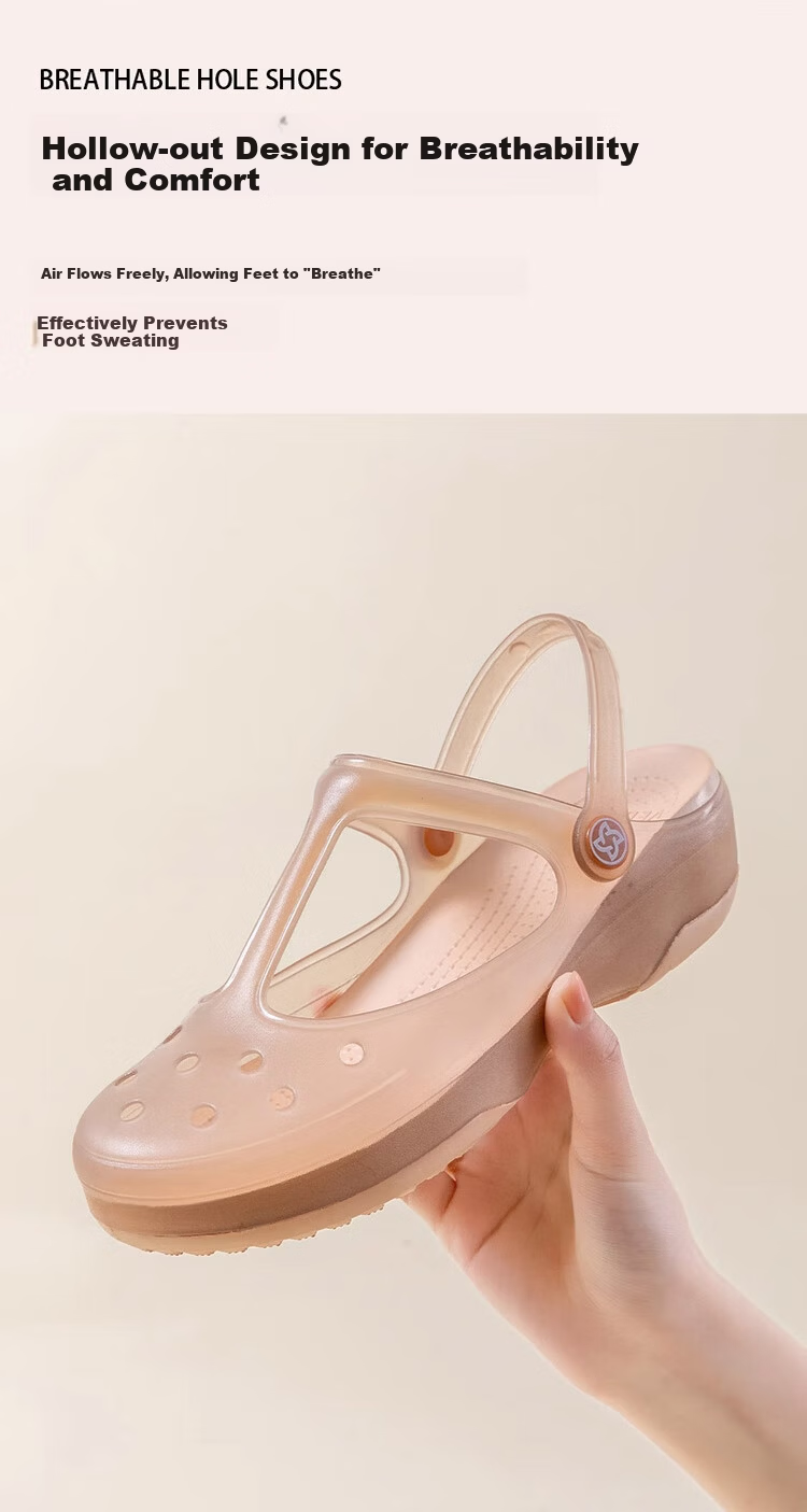 VEBLEN Women's Summer Breathable Outdoor Travel Rainproof Sandals Beach Hole Shoes Tea Gold Size 39 VBL6601 6