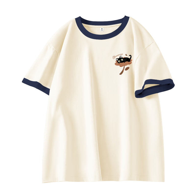 Baleno Women's Pure Cotton Loose Fit Short Sleeve T-Shirt 2026 Summer Casual Fashion Color Block Versatile Half Sleeve Campus Style Base Shirt