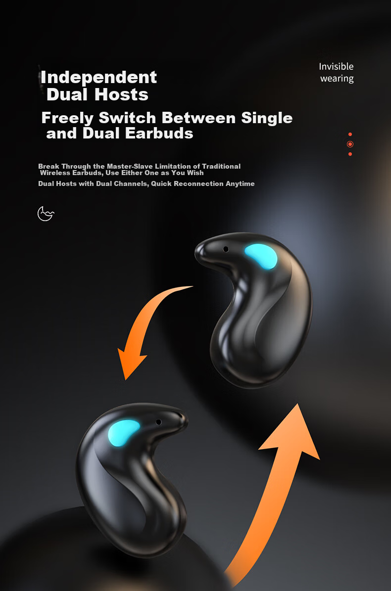 Bkayp Sleep Bluetooth Earphones Wireless Long Battery Life High-Quality Sound Noise Cancelling Semi-In-Ear Ultra-Thin Side-Lying Comfortable Compatible with Apple iPhone 17 Huawei Vivo Xiaomi Samsung 7