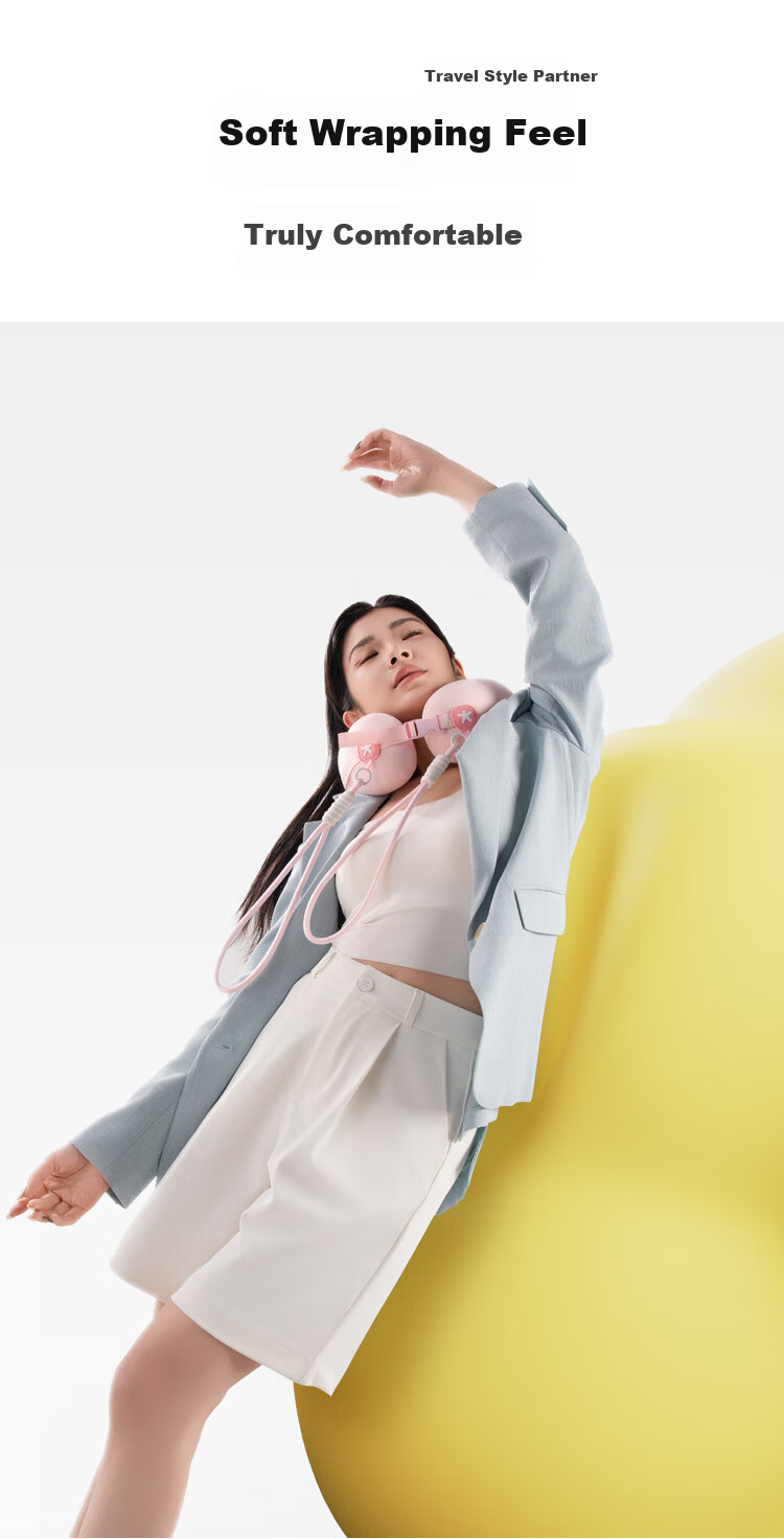 CHECA GOODS U-Shaped Neck Pillow Travel Portable Airplane Neck Support Long-Distance Neck Rest Nap U-Shaped Pillow with Visible Bag 12