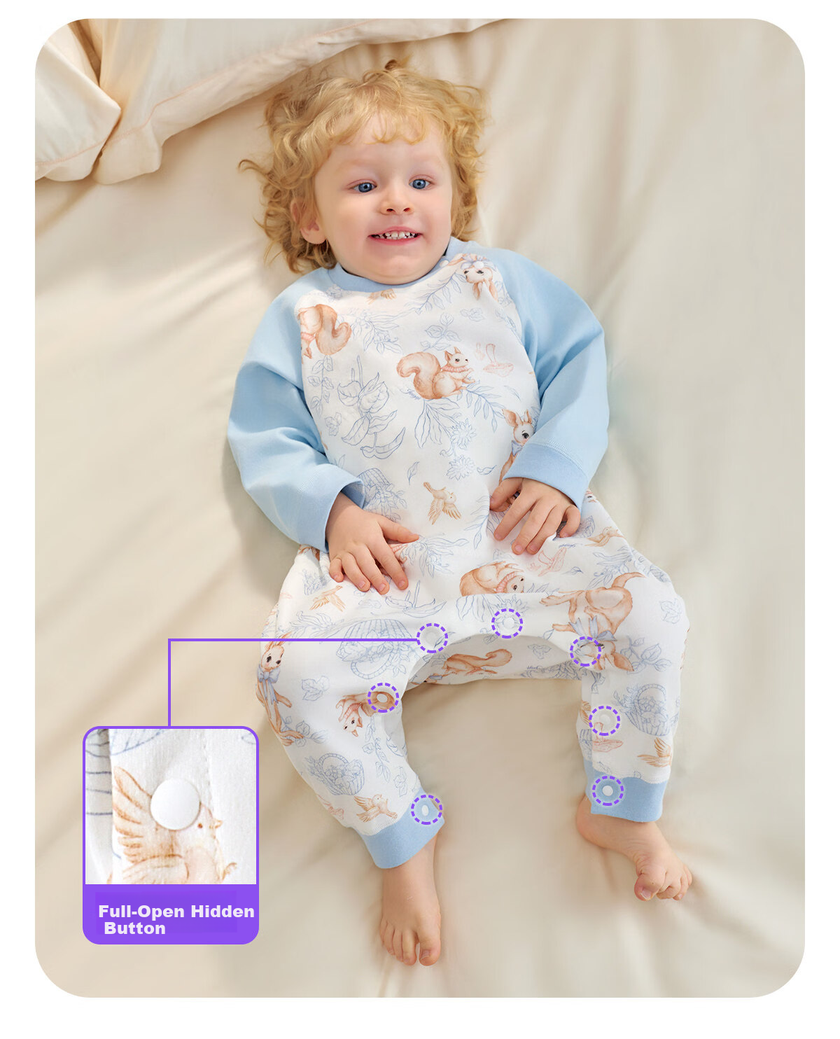 JOYNCLEON Baby Sleeping Bag Spring and Autumn Pure Cotton Children's Leg-separated Sleepwear Anti-kick Quilt Green 90 JSD196370 16