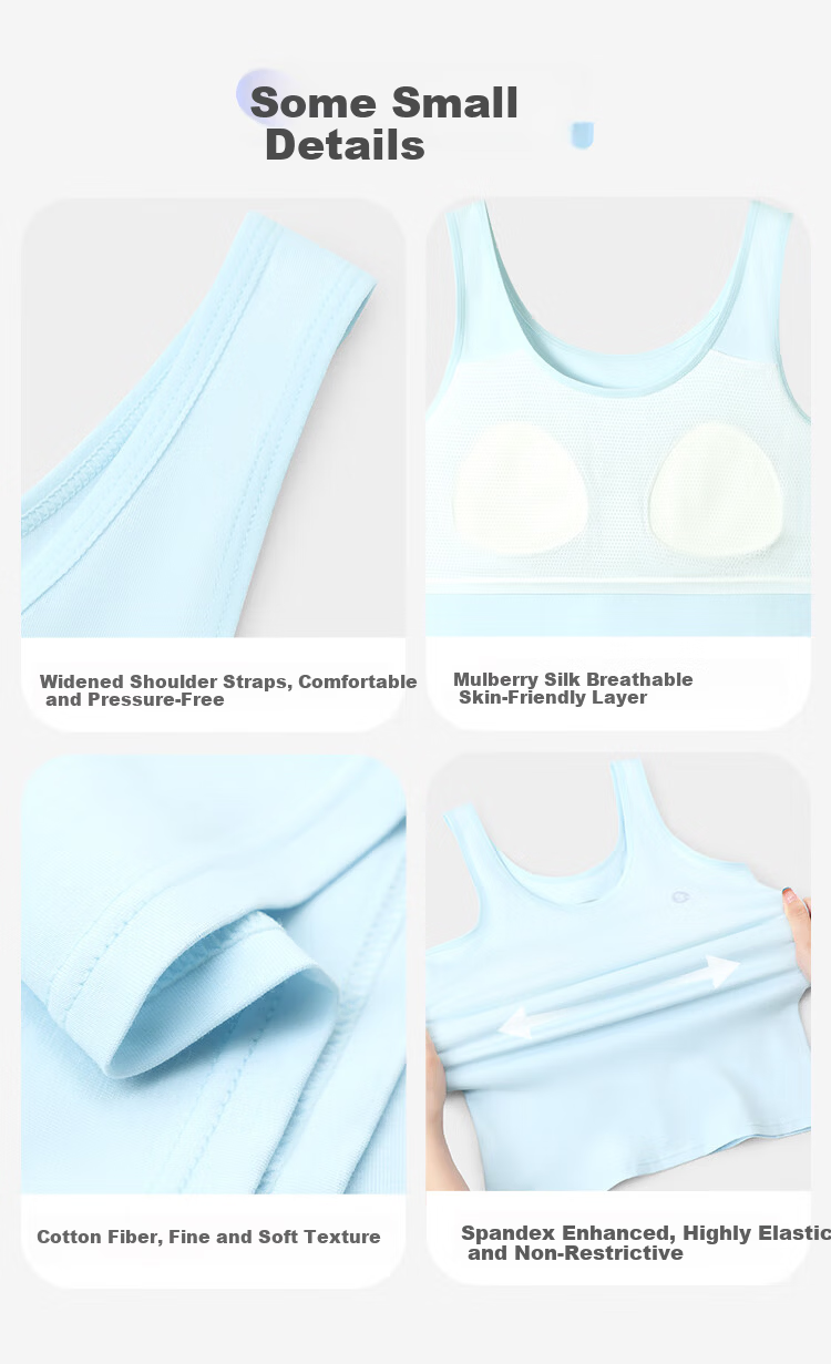 Jiusuiban Girls' Development Vest with Chest Pad, Anti-Outline Cotton Underwear for Ages 12-15, Middle School Student Bra Top 9