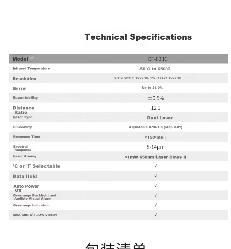CEM DT-812+ Industrial Non-Contact Laser Infrared Thermometer High Precision Industrial Kitchen Baking Water Temperature Detector Oil Temperature Gun Range -50~500℃ 6