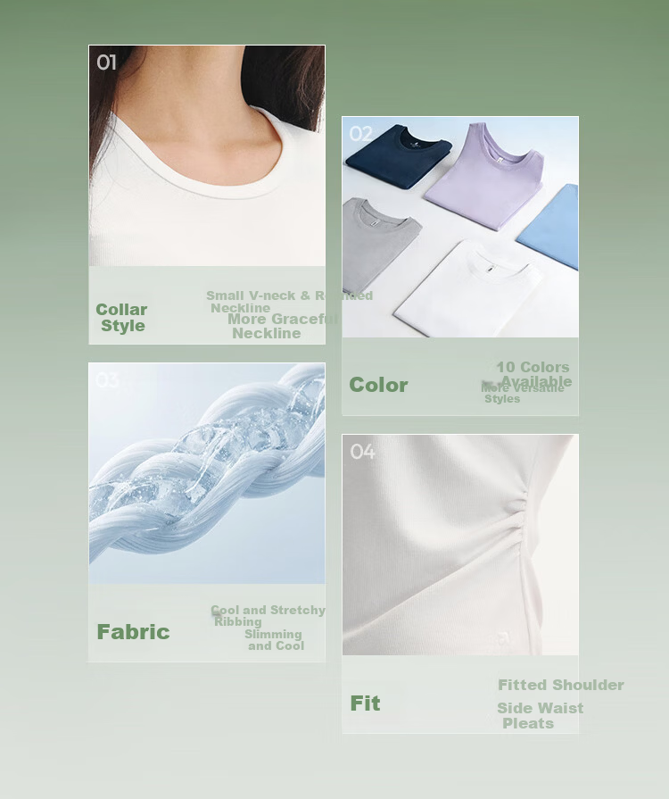 Semir Chen Duling Women's Short Sleeve T-Shirt Summer 2026 Crop Top Round Neck Slim Fit V-Neck Inner Wear 109326100003 3