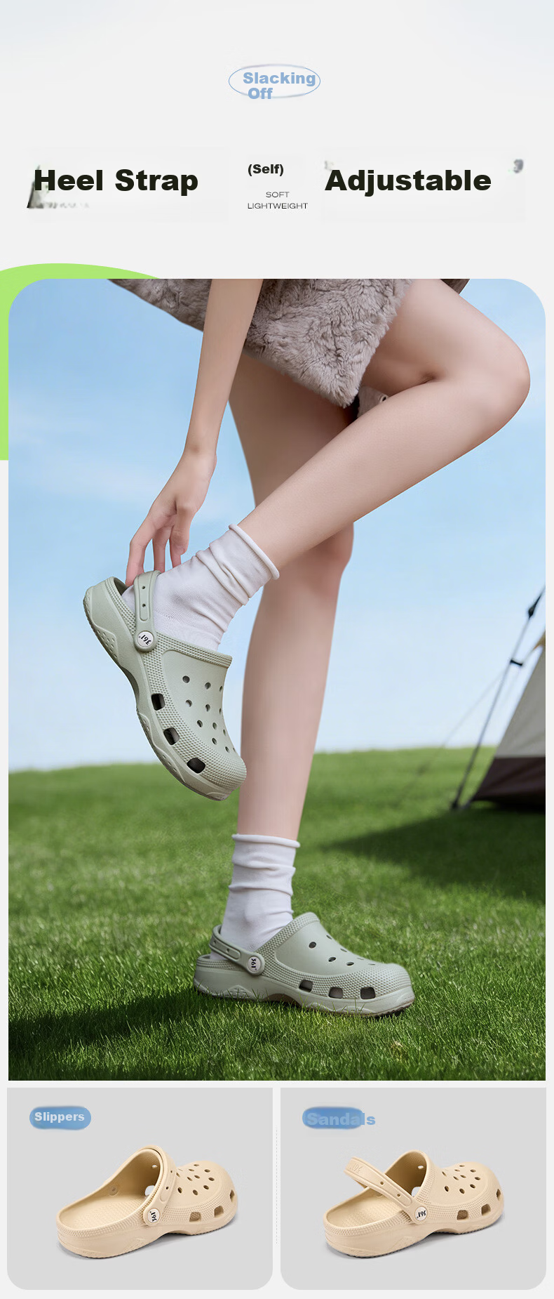 361° Casual Couple Flat Hole Shoes 2026 New Outdoor Wide Fit Casual Versatile Beach Shoes Men's Non-Slip Slippers 5
