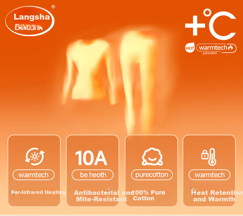LangSha Men's Autumn Underwear Set, 100% Pure Cotton, Mid-High Collar, Antibacterial Base Layer, All-Cotton Sweater, Men's Thermal Underwear 1