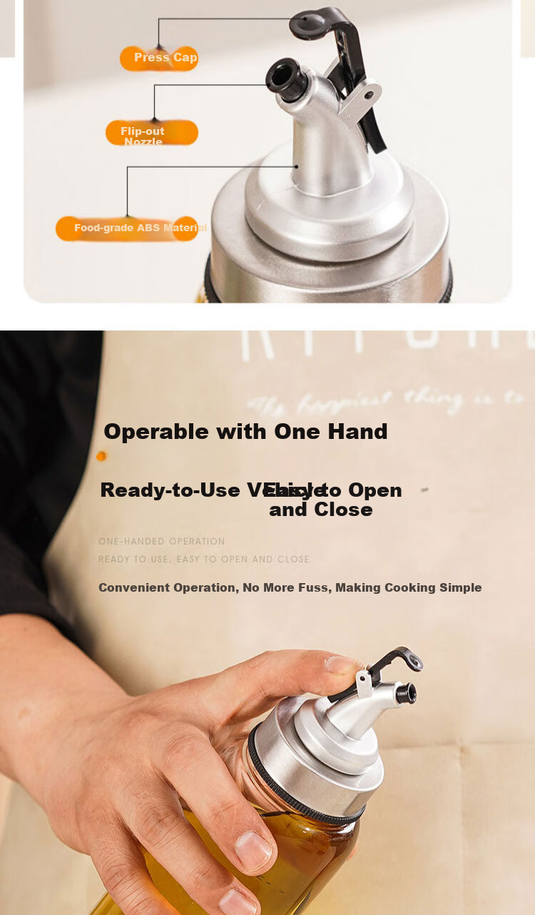 Jingmao Glass Oil Dispenser Automatic Open-Close Leak-Proof Large Capacity Soy Sauce and Sesame Oil Bottle for Home Use 6