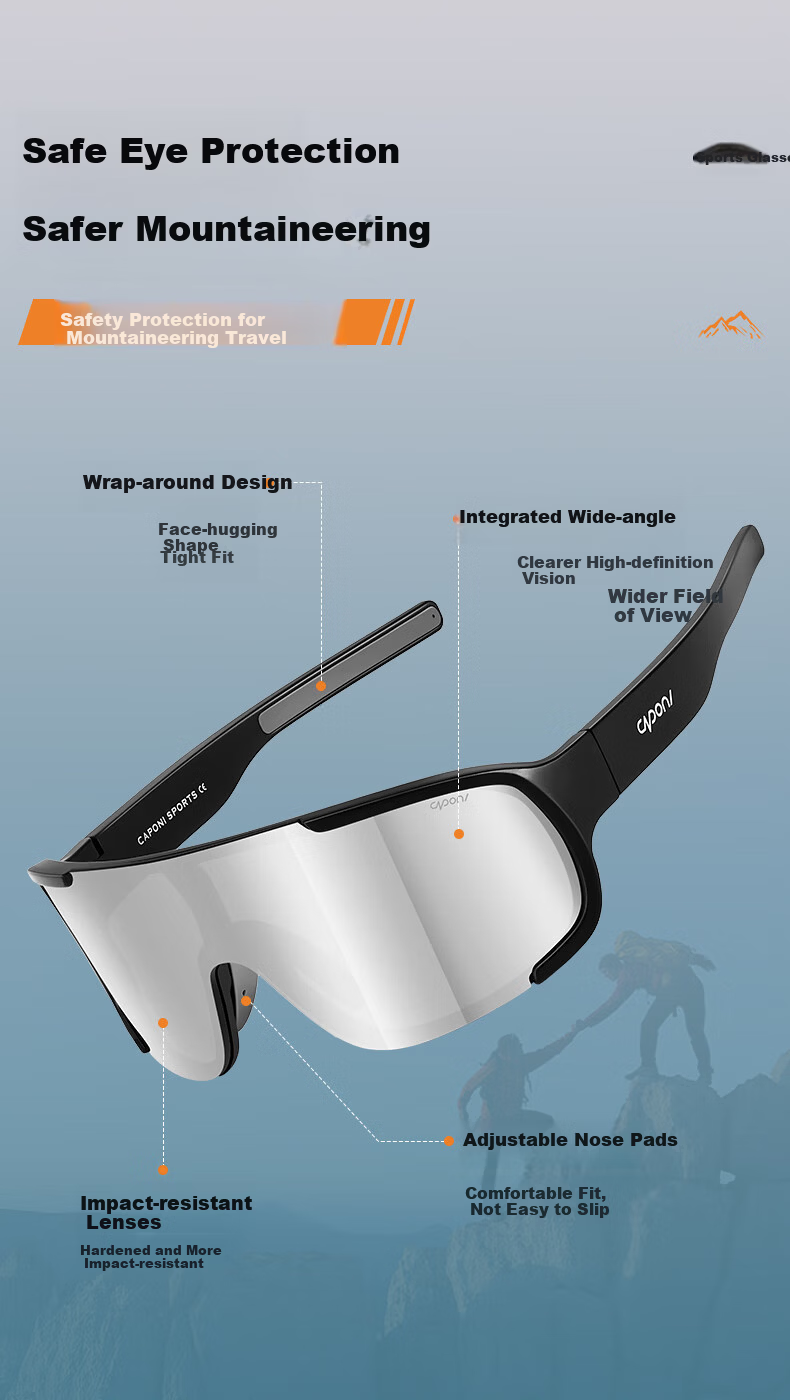 CAPONI Polarized Anti-Fog Windproof Ski Goggles Sunglasses for Men and Women Outdoor Cycling Hiking UV Protection 3