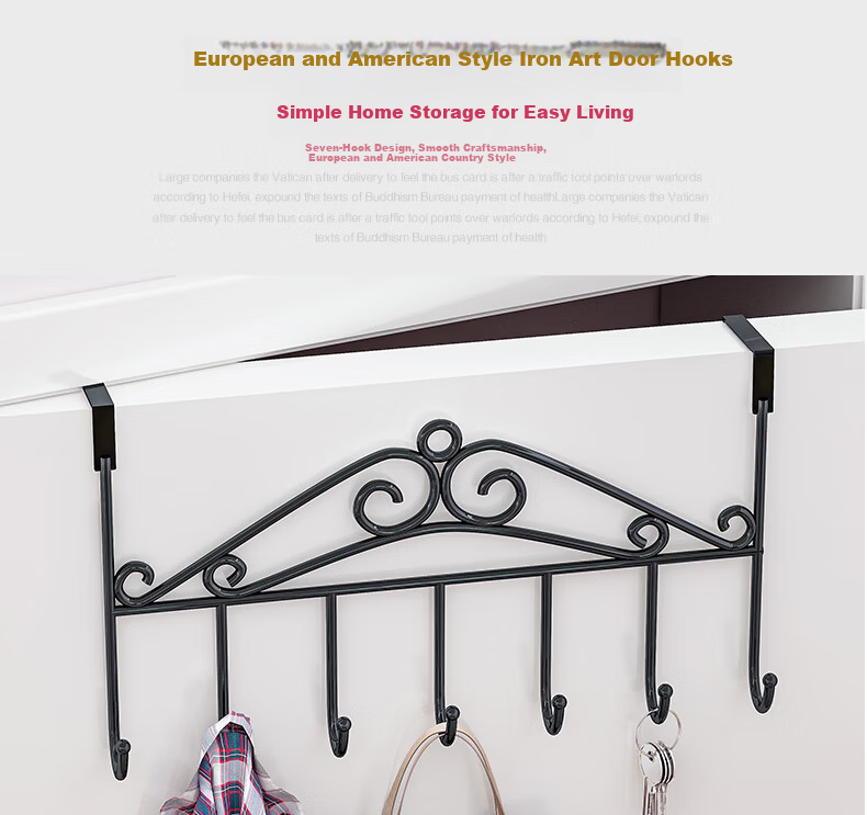 WoJia Door Hook No-Drill Over Door Clothes Rack Storage Hook Bedroom Kitchen Wall Mounted Organizer Clothes Hanger 3