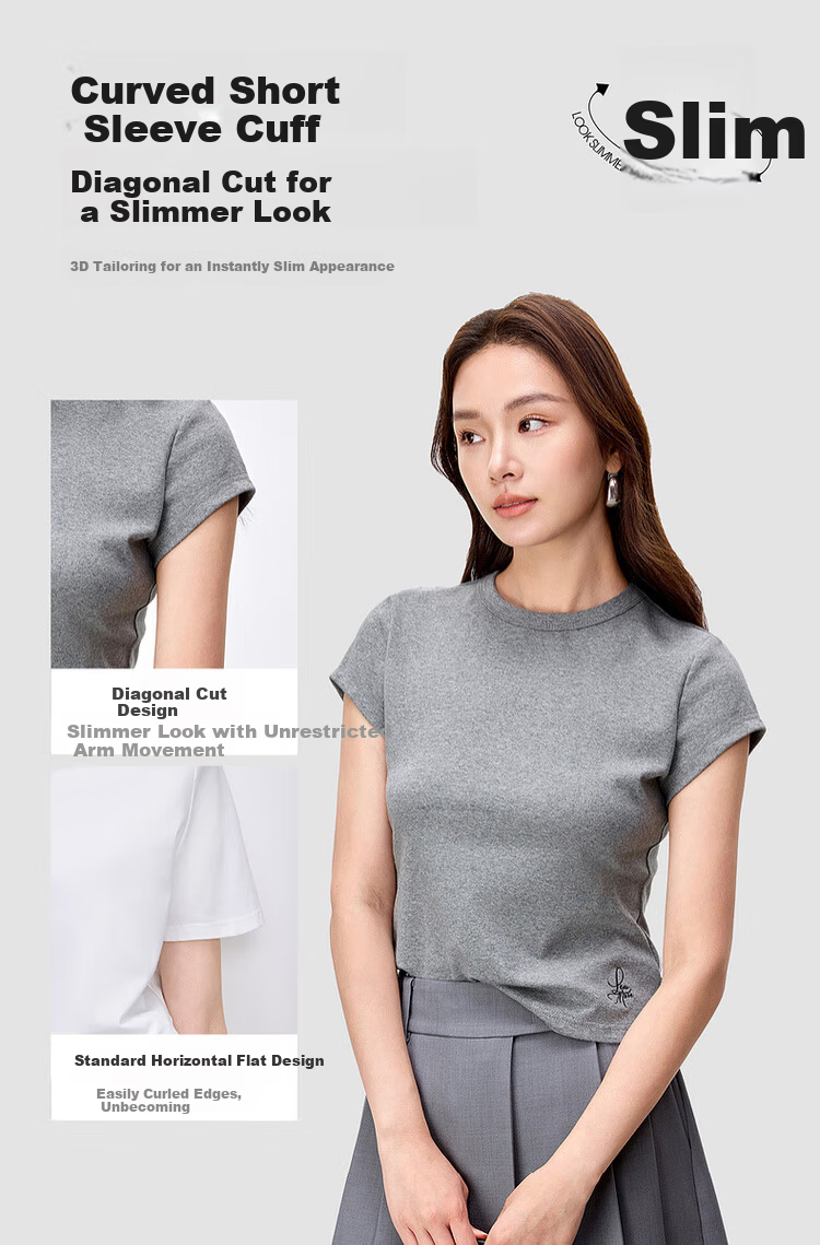 Sentubila Minimalist Commuter Short Sleeve T-Shirt Women Spring Slim Fit Knit Shirt Crop Top Dark Heather Gray XL 6