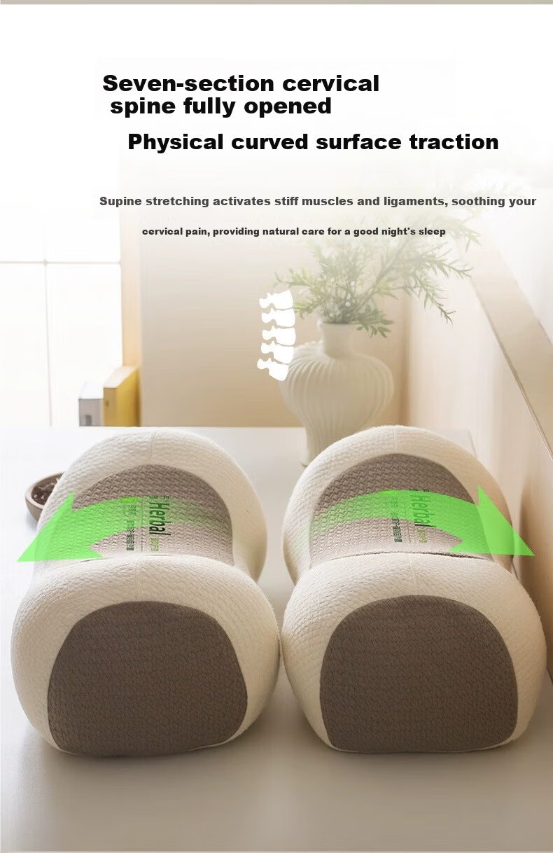 Chuangmaishi [Class A] Cervical Pillow Neck Support Pillow 100% Buckwheat Pillow for Men Anti-Curved Traction Round Pillow Nap Pillow 4