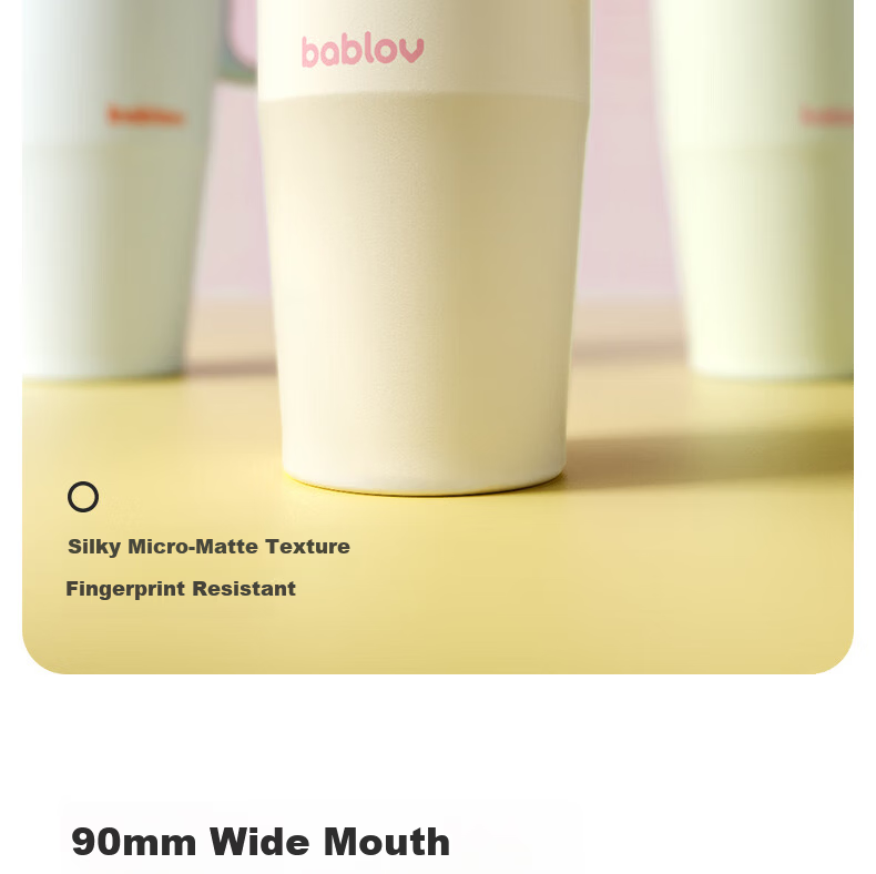 BABLOV Huaban Sen Insulated Bottle Women's Large Capacity High Aesthetic 316 Desktop Straw Water Cup Ice King Cup Mother's Day Gift 15
